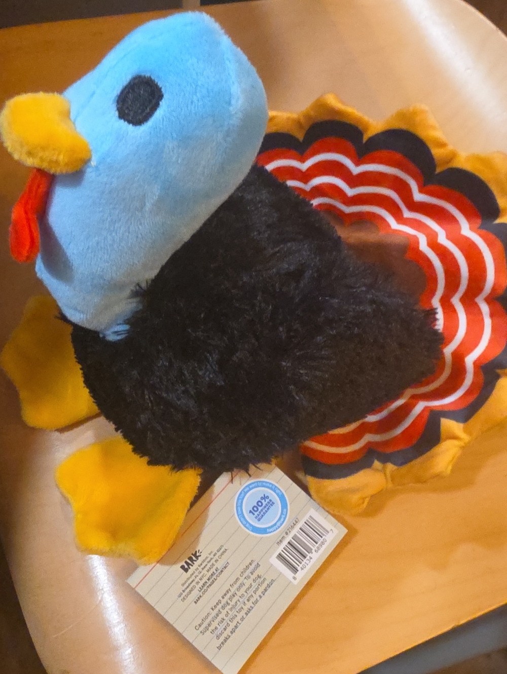 Bark Plush Turkey Toy - Blue, Black & Yellow